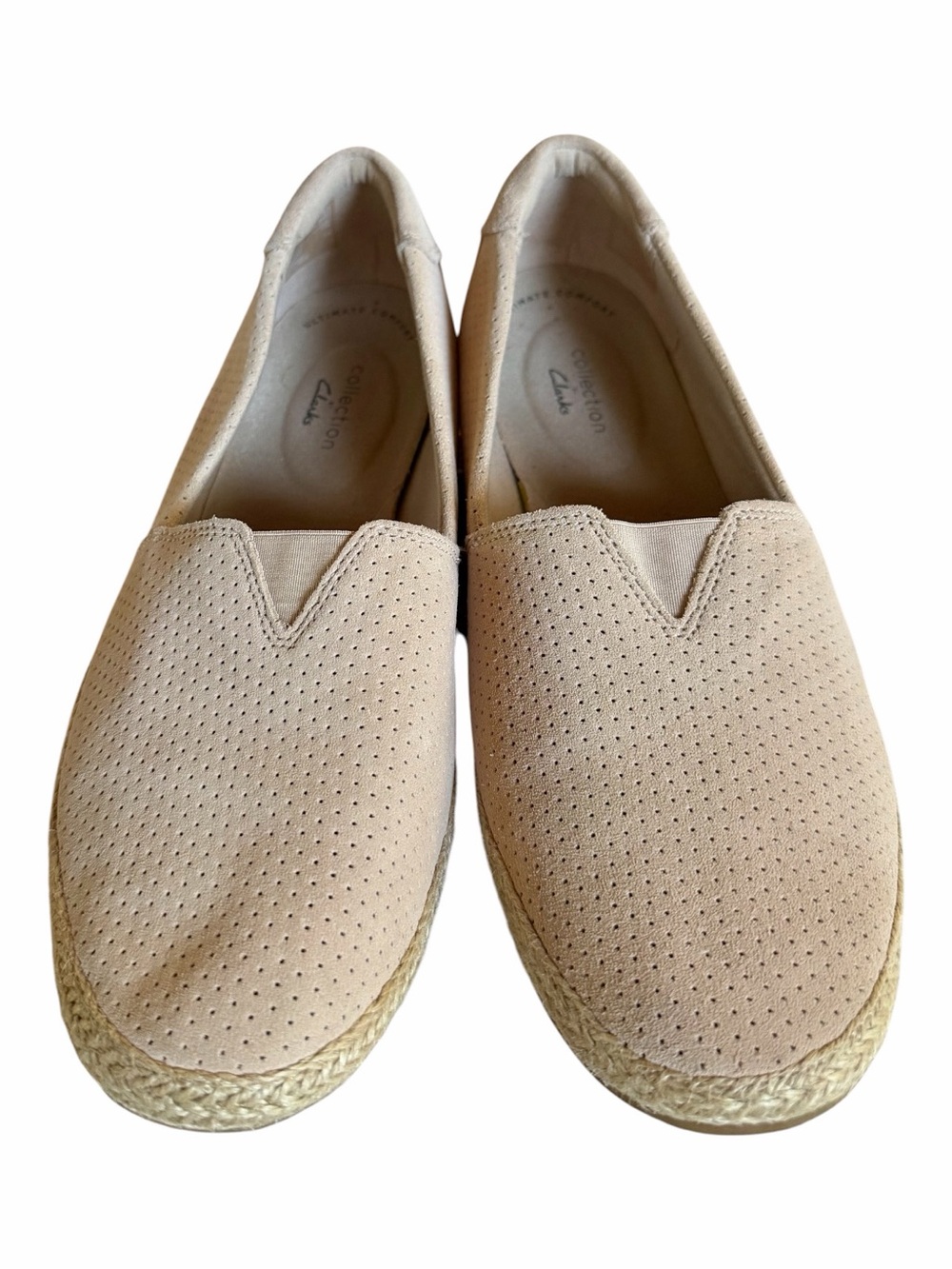Clarks Danelly Sky Blush Suede Perforated Loafers Size 8.5